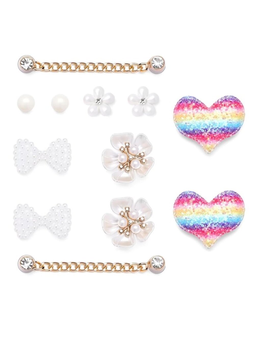 CLOG ACCESSORIES (Pack of 12) Shoe Charm Chains and Hearts Set/Lot